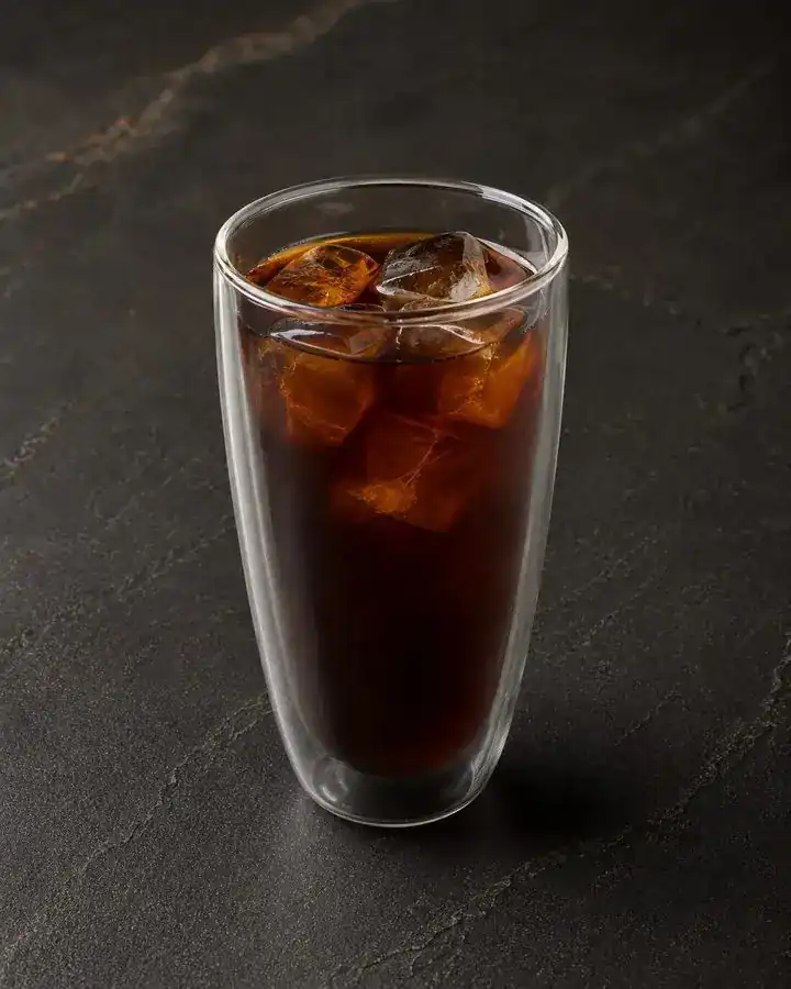 Iced Americano in a tall double-walled glass