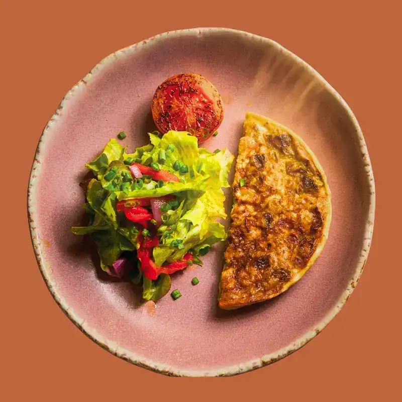 Spanish potato omelette with fresh salad