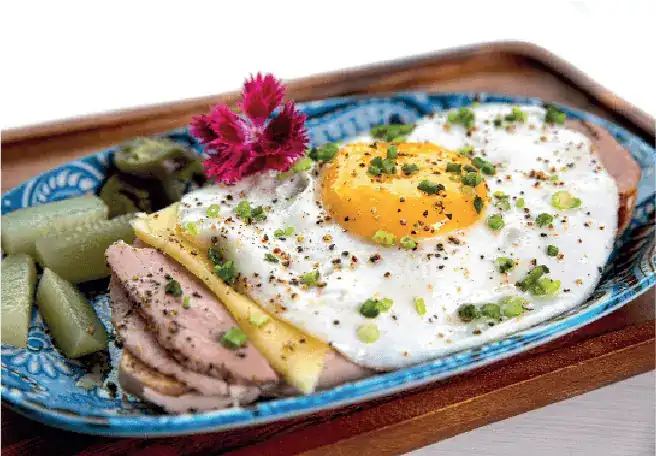 Berlin (Strammer Max): ham, cheese and a fried egg on sourdough with pickles