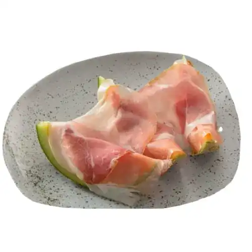 Parma ham laid over slices of melon
