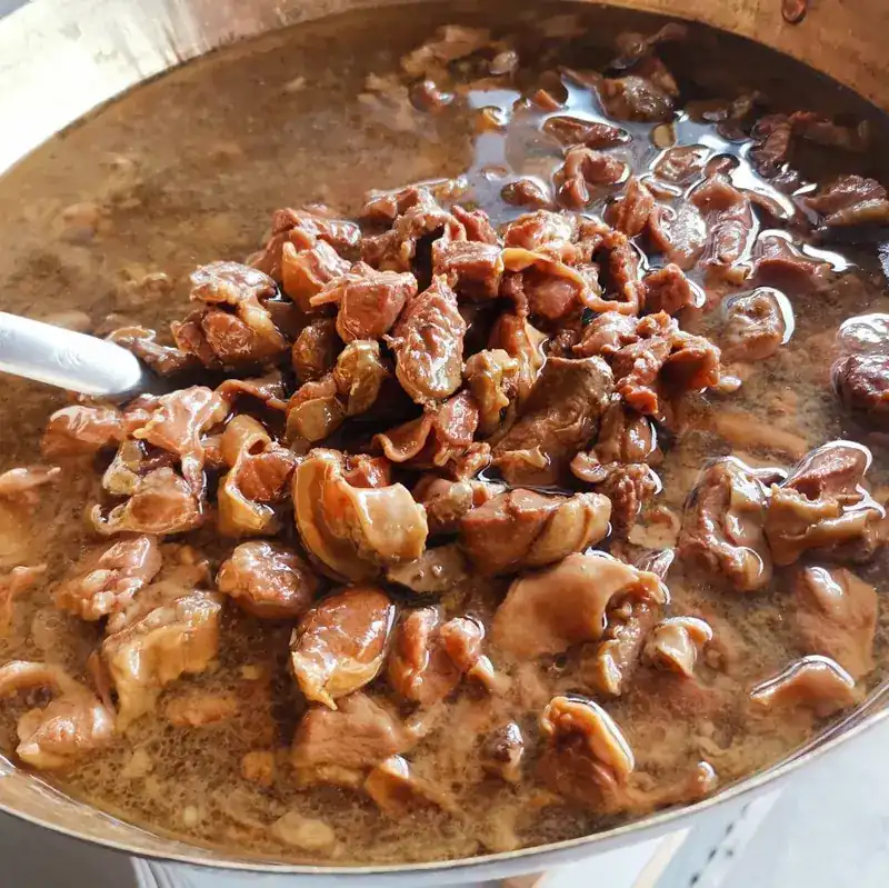 Slow-stewed meat in a big pot