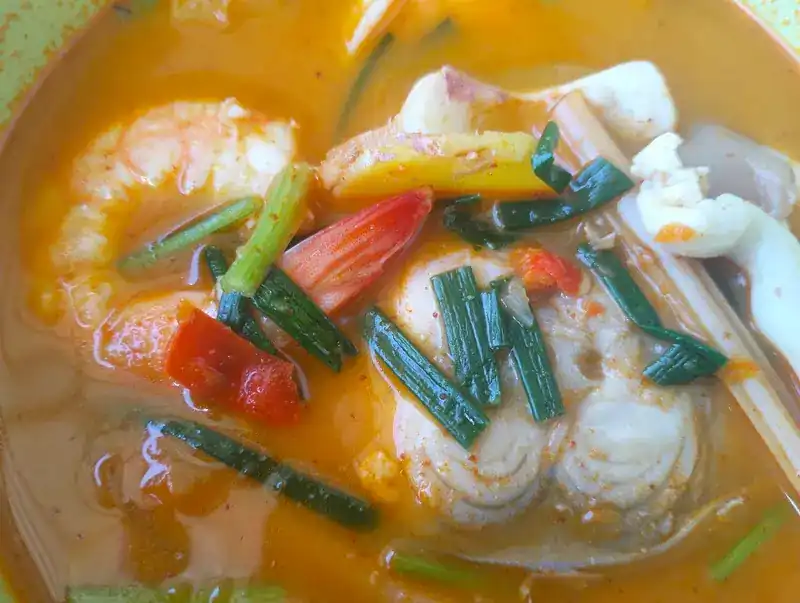 Seafood tom yum, close up