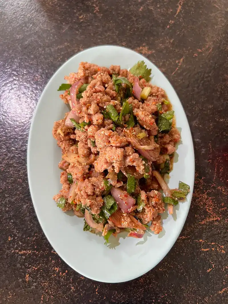 Larb: minced meat with mint, shallots and chilli