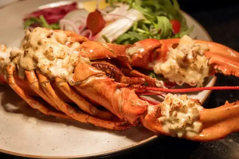Lobster on a plate with salad