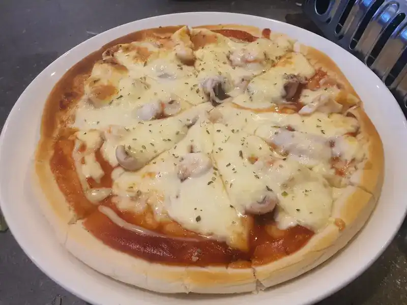 Mushroom and cheese pizza