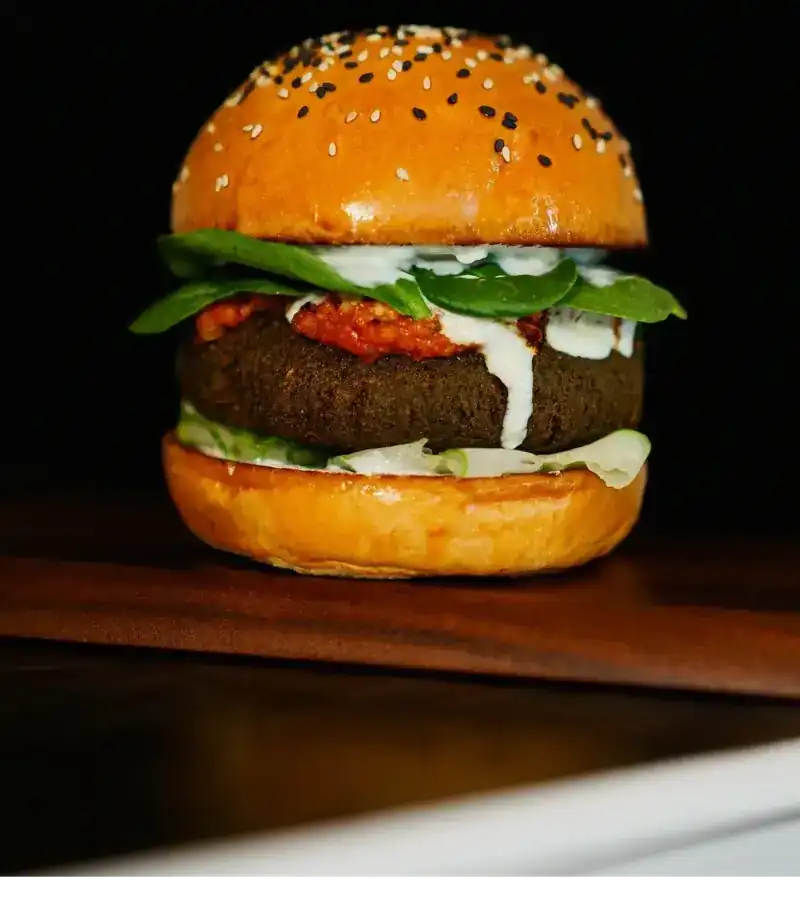 Da. Vinci, the falafel burger with baby spinach