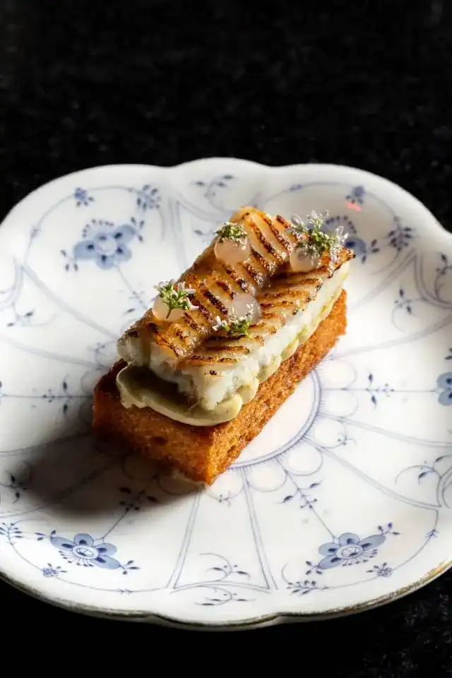 French toast with foie gras and grilled smoked eel