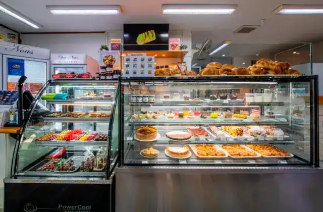 The pastry and cake counter at Chez Nous