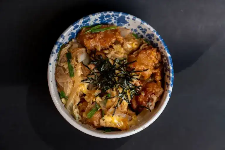 Oyako don: chicken and egg over rice with shredded seaweed